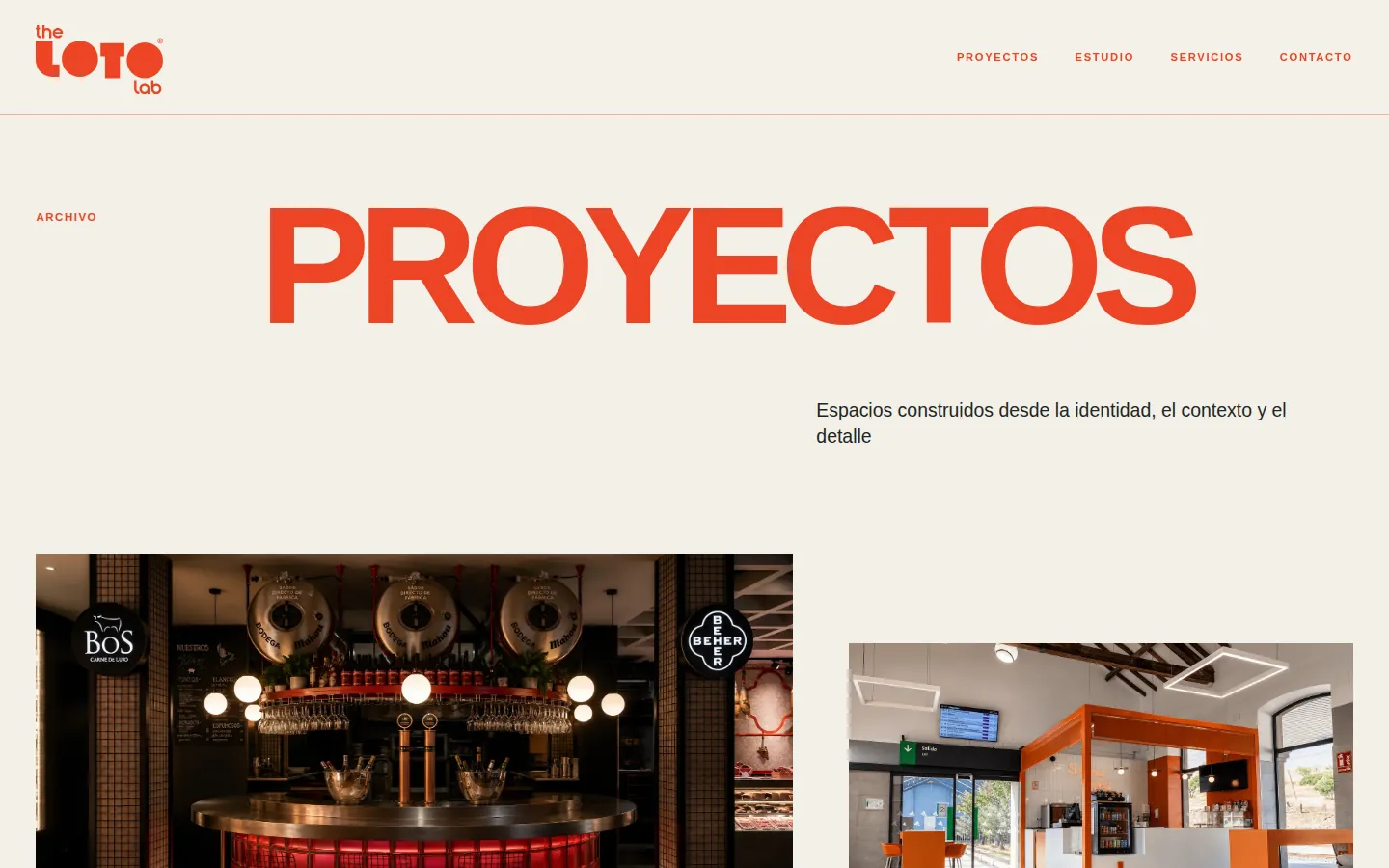 The Loto Lab website, projects page